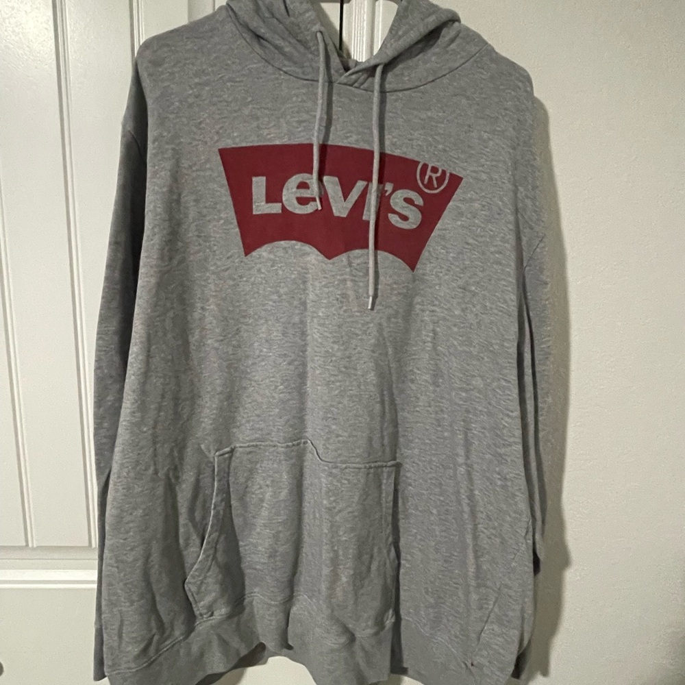 Levi's Heather Gray Hoodie with Red Logo